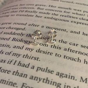 Cursive Letter i Silver Stud Earrings